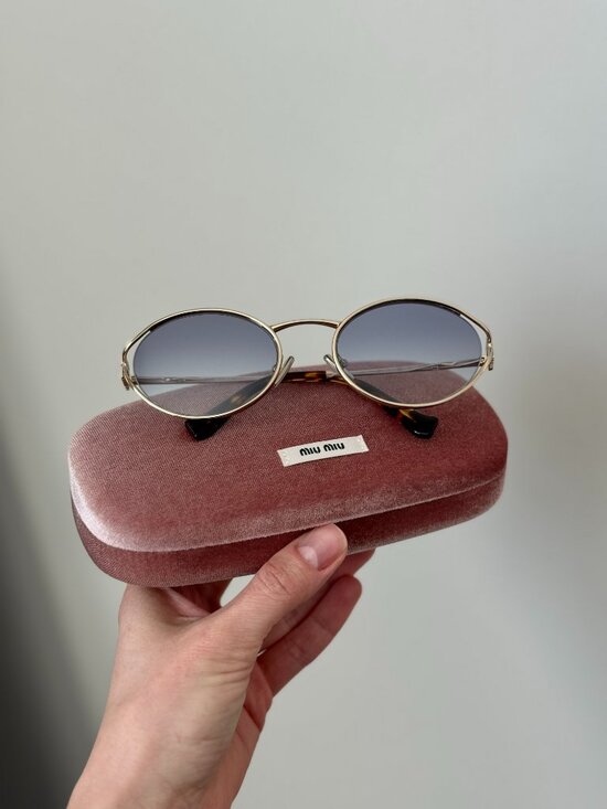 Miu Miu Women Sunglasses LOGO Pale Gold Blue Gradient Clear Oval MU52YS ZVN80O main image 9